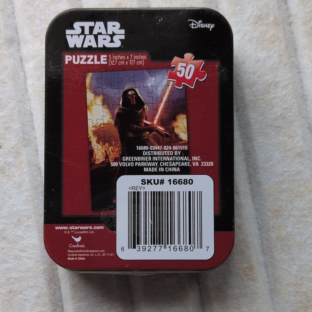 Cardinal‎ Star Wars Kylo Ren 50 Piece Puzzle Tin 5x7 Inch Movie TV Theme - Picture 3 of 3